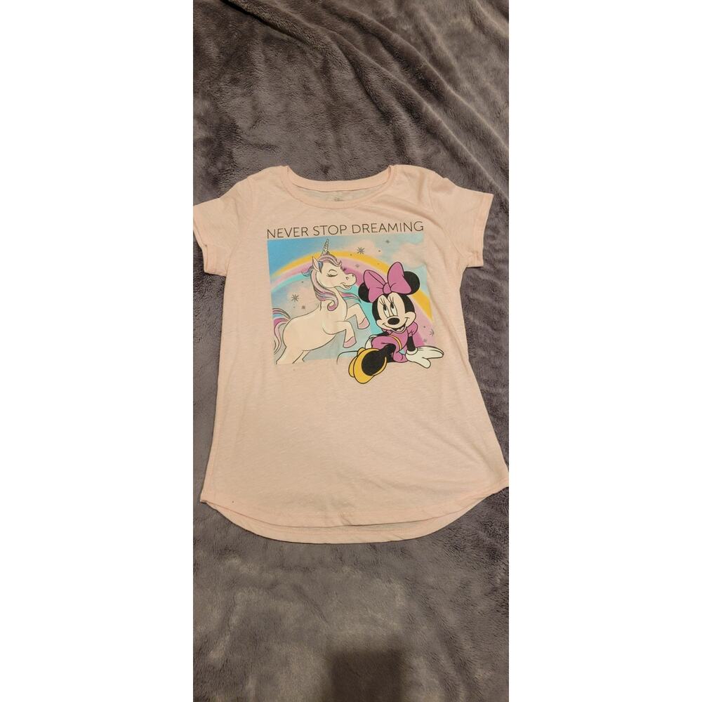 Disney Minnie Mouse Graphic Print Girls Sz 14/16 Never Stop Dreaming T-Shirt